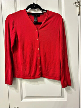 August Silk 100% Silk Red Cardigan